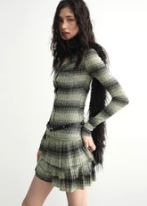Fruit Green Ruffle Knit Layered Dress